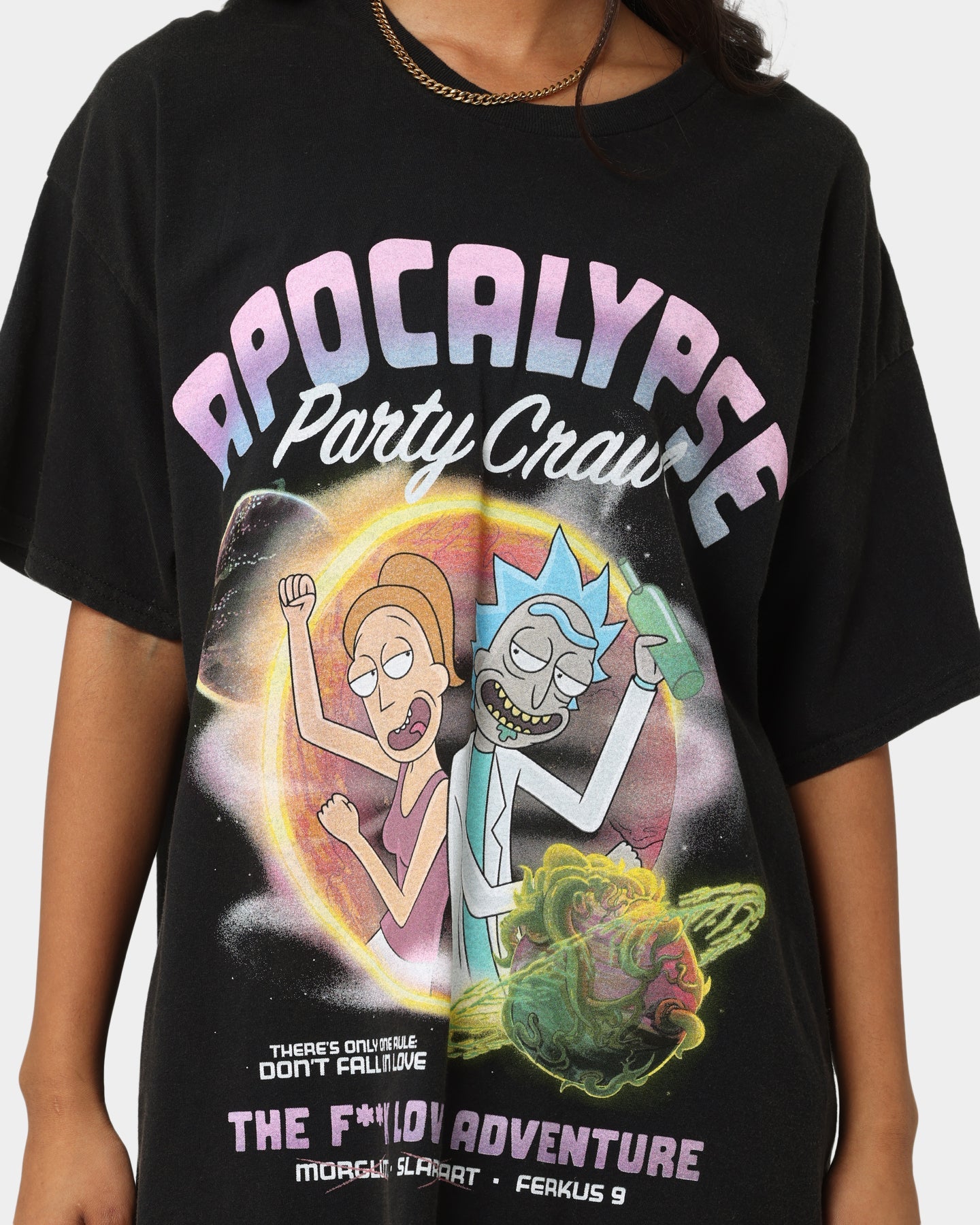 Goat Crew X Rick And Morty Apocalypse Vintage T-Shirt Black Wash Style001