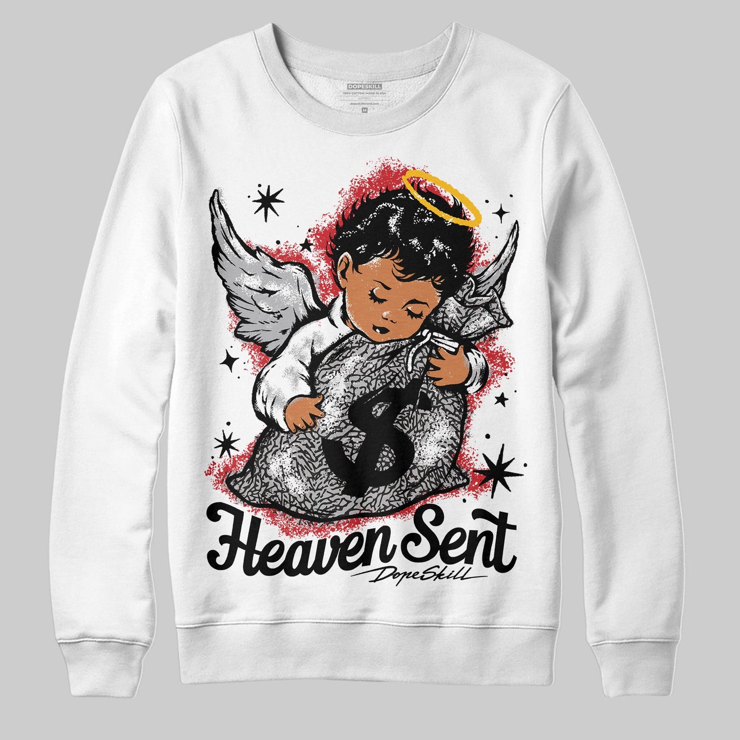 Black Cement 3s DopeSkill Sweatshirt Heaven Sent Graphic
