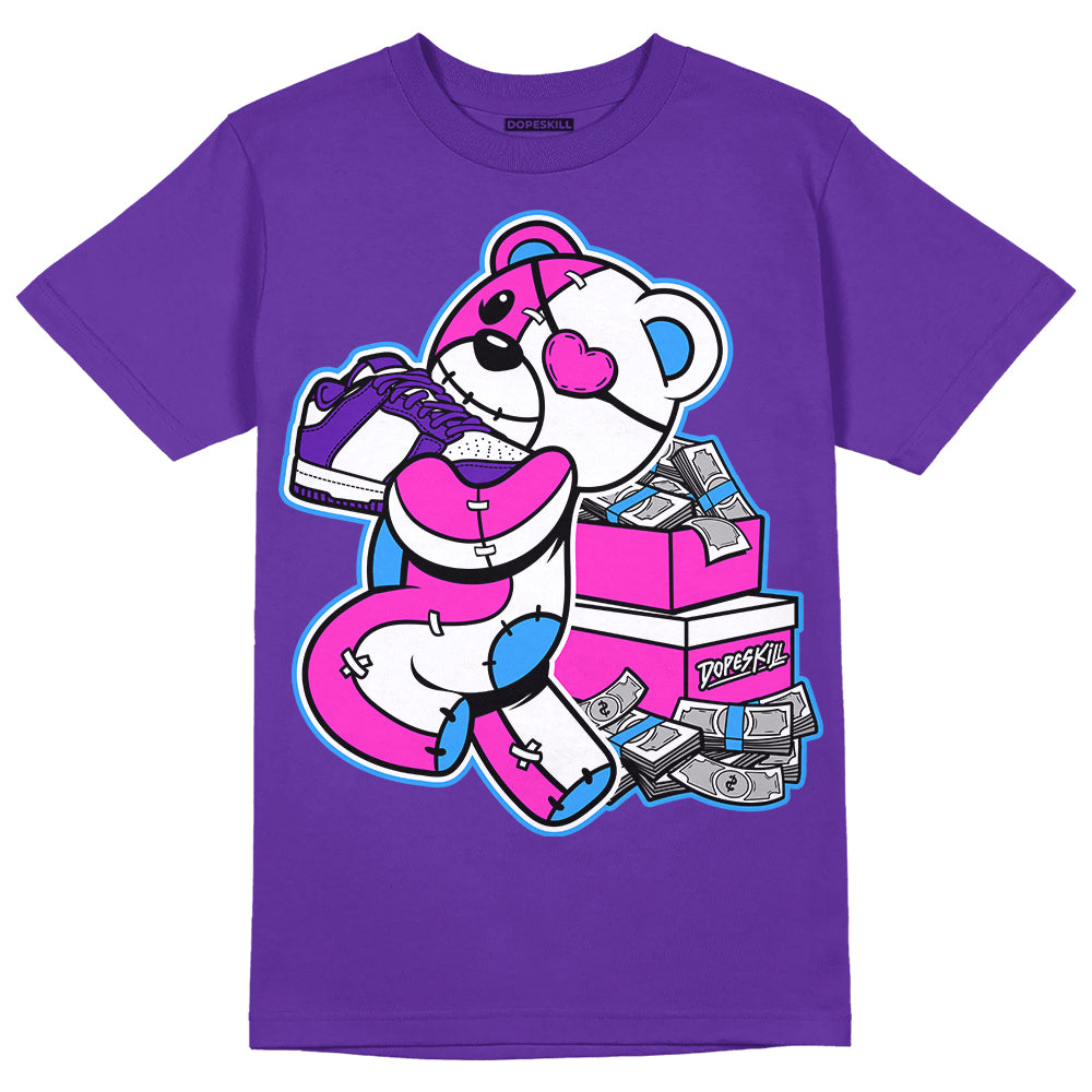 Dunk Purple Championship Court White DopeSkill Purple T-shirt Bear Steals Sneaker Graphic