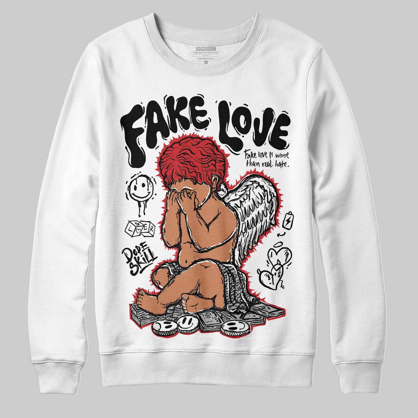 Black Cement 3s DopeSkill Sweatshirt False Love Graphic