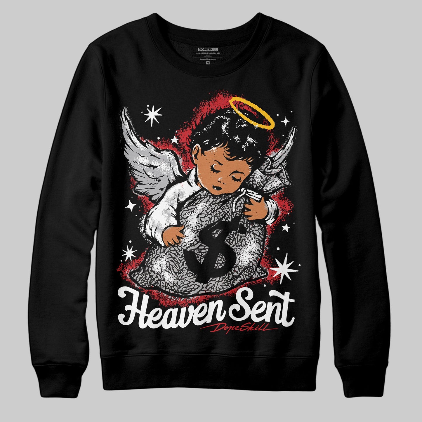Black Cement 3s DopeSkill Sweatshirt Heaven Sent Graphic