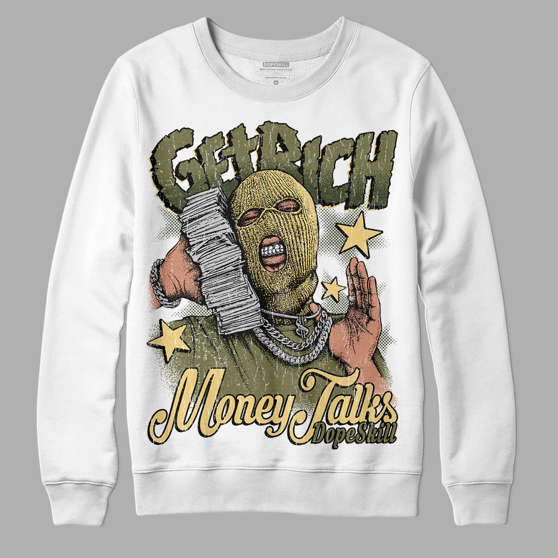 Craft Olive 4s DopeSkill Sweatshirt Get Rich Graphic