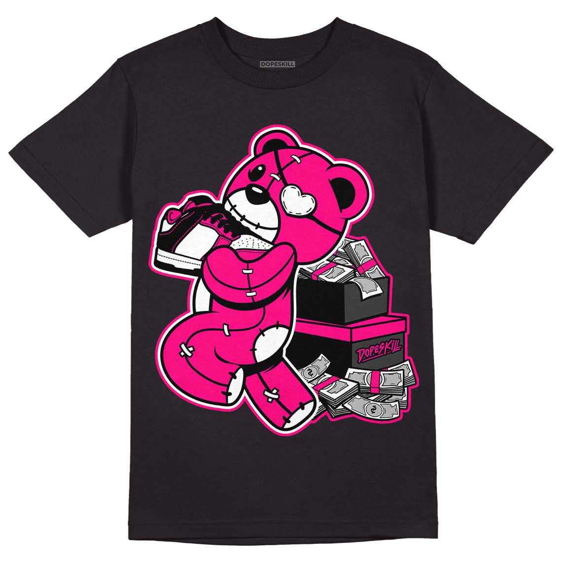 Fierce Pink 1s DopeSkill T-Shirt Bear Steals Sneaker Graphic
