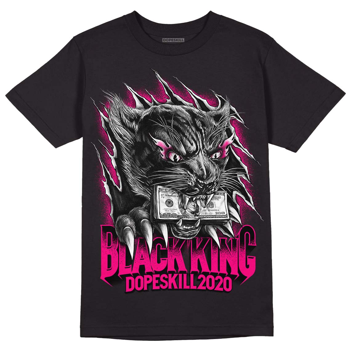 Fierce Pink 1s DopeSkill T-Shirt Black King Graphic