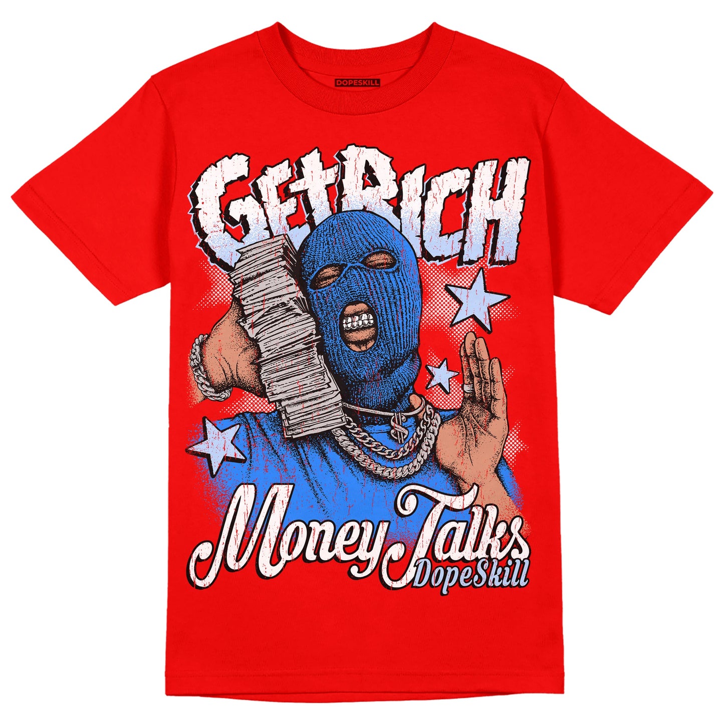 Cherry 11s DopeSkill Varsity Red T-shirt Get Rich Graphic