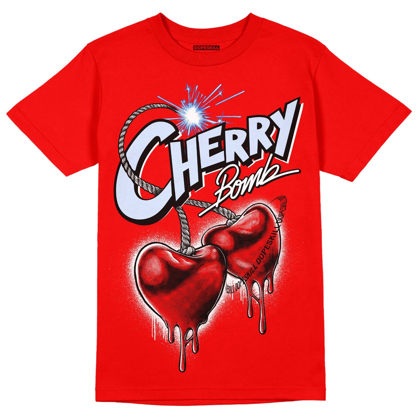 Cherry 11s DopeSkill Varsity Red T-shirt Cherry Bomb Graphic