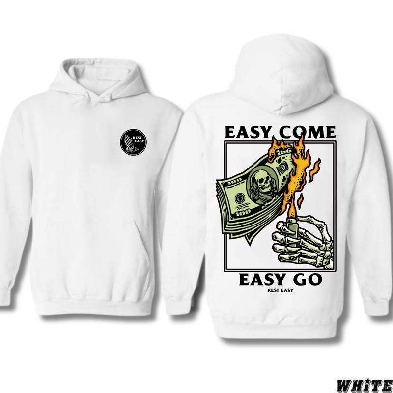 Rest Easy Hoodie - Easy Come Easy Go Skeleton Design, Ideal for Casual Wear, Comfortable and Stylish, Gift for Men, Gift for Women, Gift for You Mensw