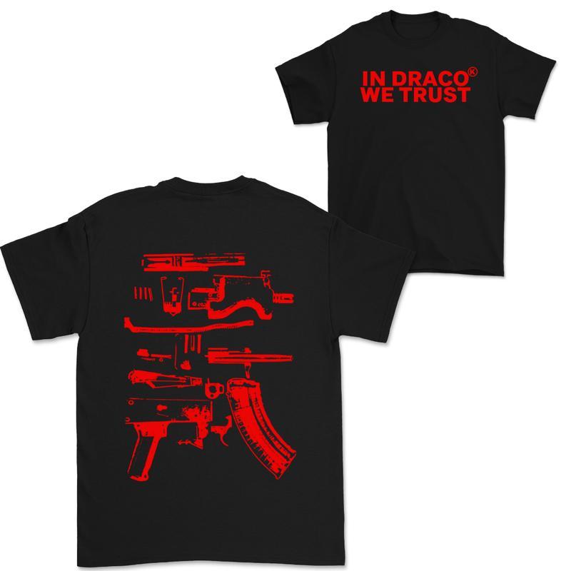In Draco We Trust Double Sided Tee, White Color and Black Color Unisex T-Shirt, unisex tshirt