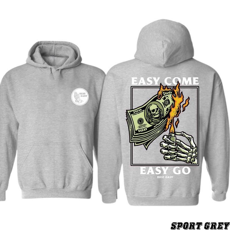 Rest Easy Hoodie - Easy Come Easy Go Skeleton Design, Ideal for Casual Wear, Comfortable and Stylish, Gift for Men, Gift for Women, Gift for You Mensw