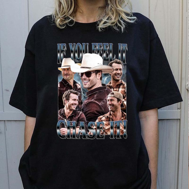 If You Feel It, Chase It T-Shirt, Glen Powell Vintage Shirt, Gift For Woman and Man Unisex T-Shirt Cotton Fabric