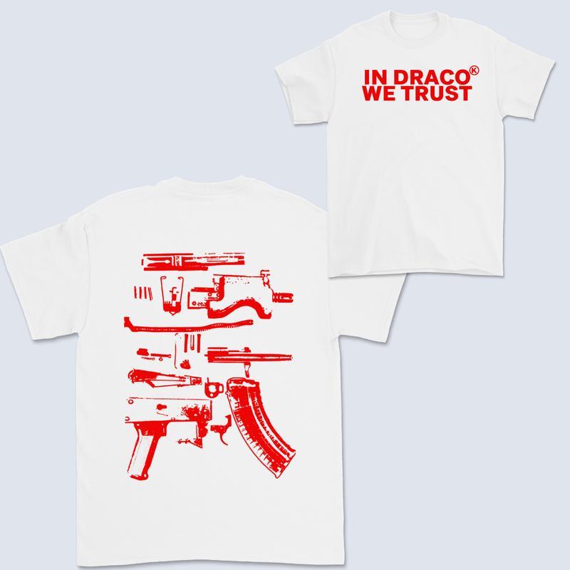 In Draco We Trust Double Sided Tee, White Color and Black Color Unisex T-Shirt, unisex tshirt