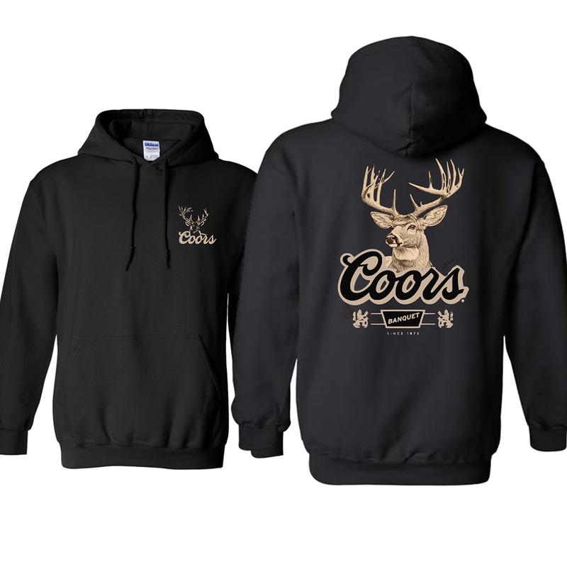 Coors Banquet Whitetail Buck Deer Hoodie - Hooded Sweatshirt, Perfect for Beer Enthusiasts, Ideal for Casual Outings, Gift for Friends, Outdoor Advent