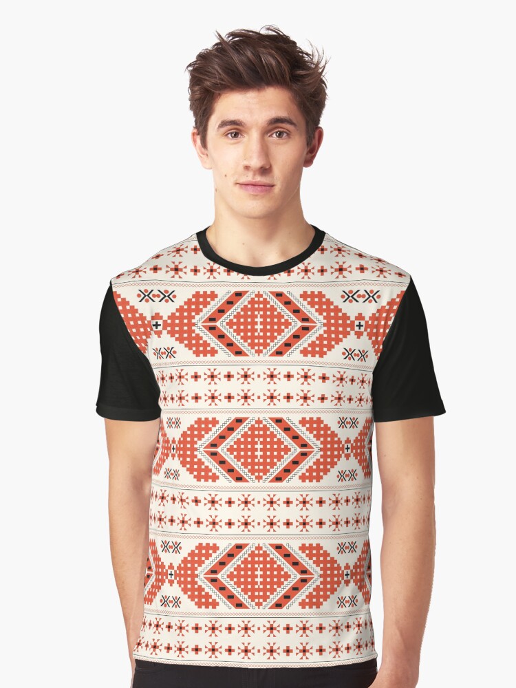 traditional pattern classical symmetric pixels mask Graphic T-Shirt