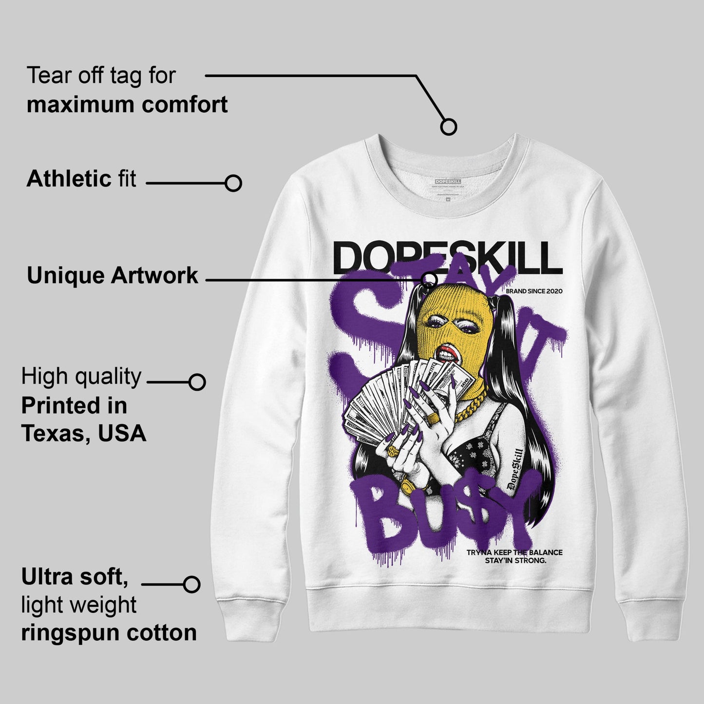 Field Purple 12s DopeSkill Sweatshirt Stay It Busy Graphic