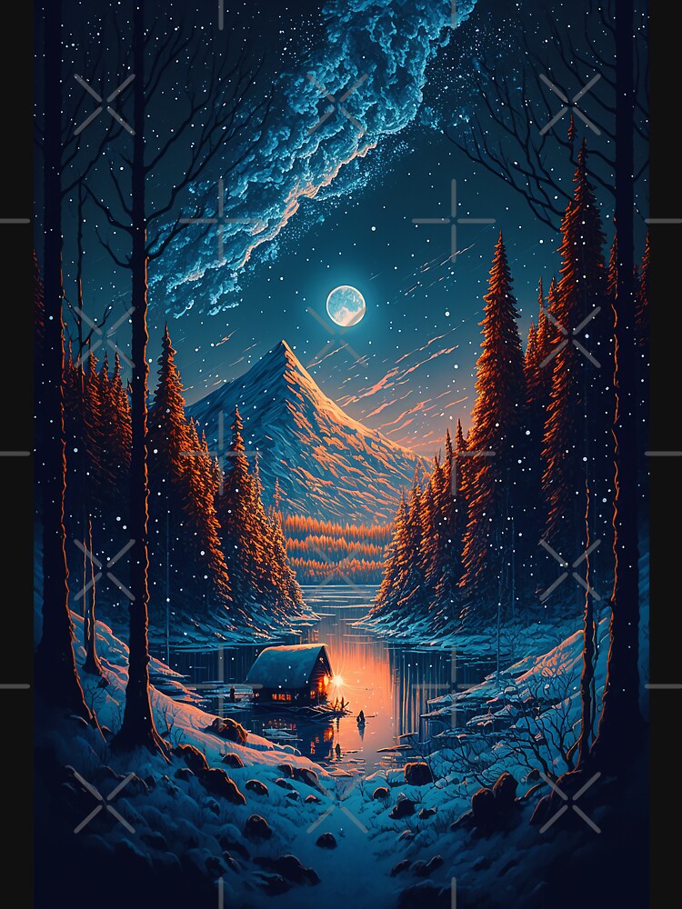 Cozy Winter Cabin Fitted Scoop T-Shirt