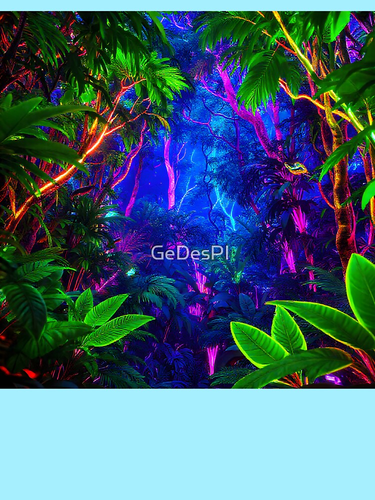 Neon Jungle: A Luminescent Path Awaits Fitted Scoop T-Shirt