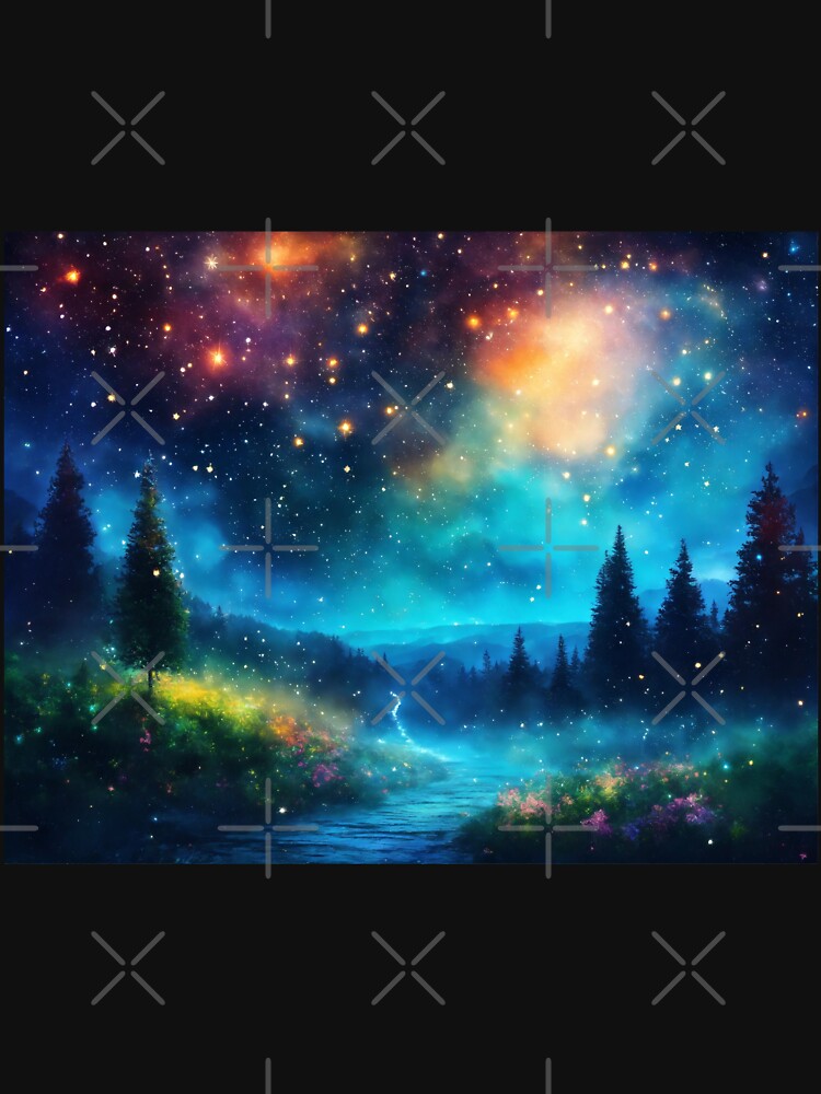 Mystical Starlit Forest Night Baseball ¾ Sleeve T-Shirt