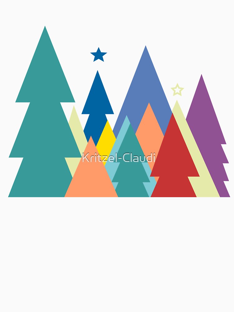 graphic fir trees Fitted V-Neck T-Shirt