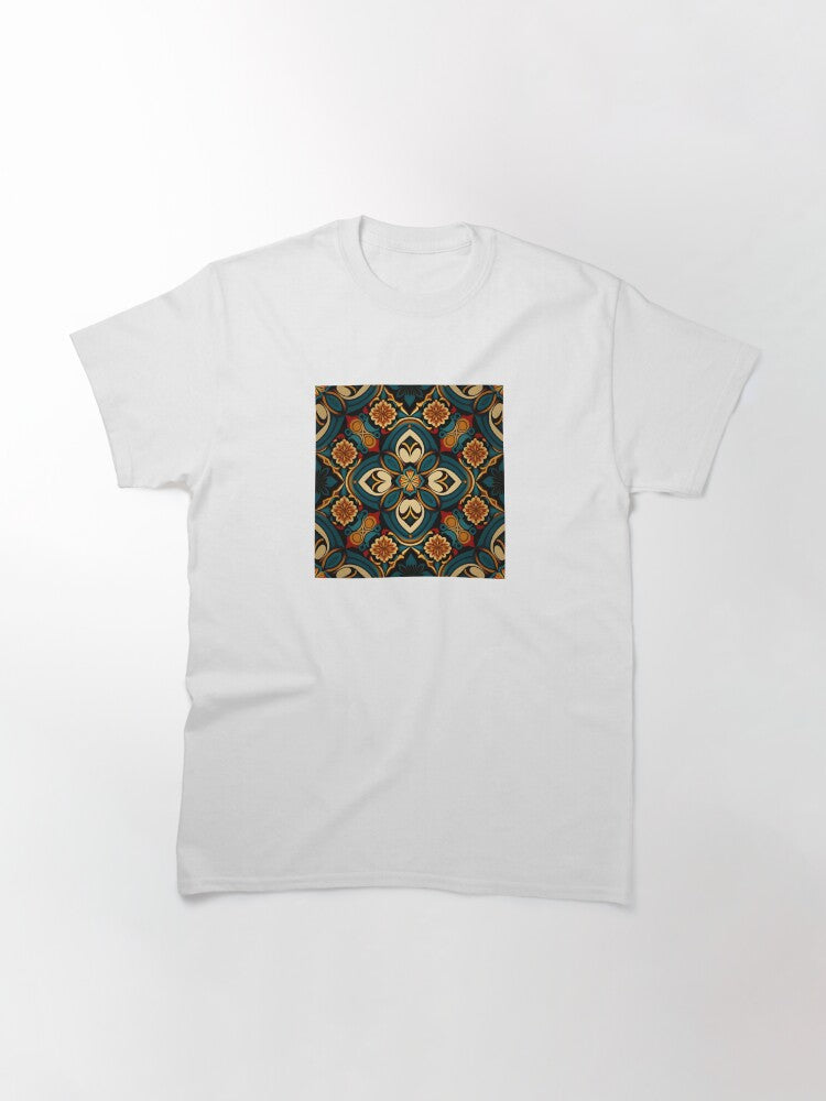 Triadic Harmony: Exploring the Interplay of Blue, Orange, and Yellow Patterns Classic T-Shirt