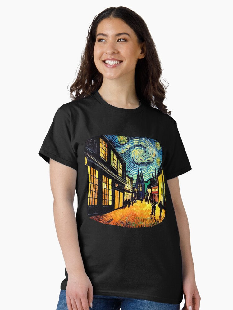 The Alley at a Starry Night - Van Gogh Style - Harry Classic T-Shirt
