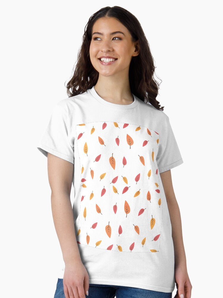 Falling Leaves Autumn Pattern Classic T-Shirt