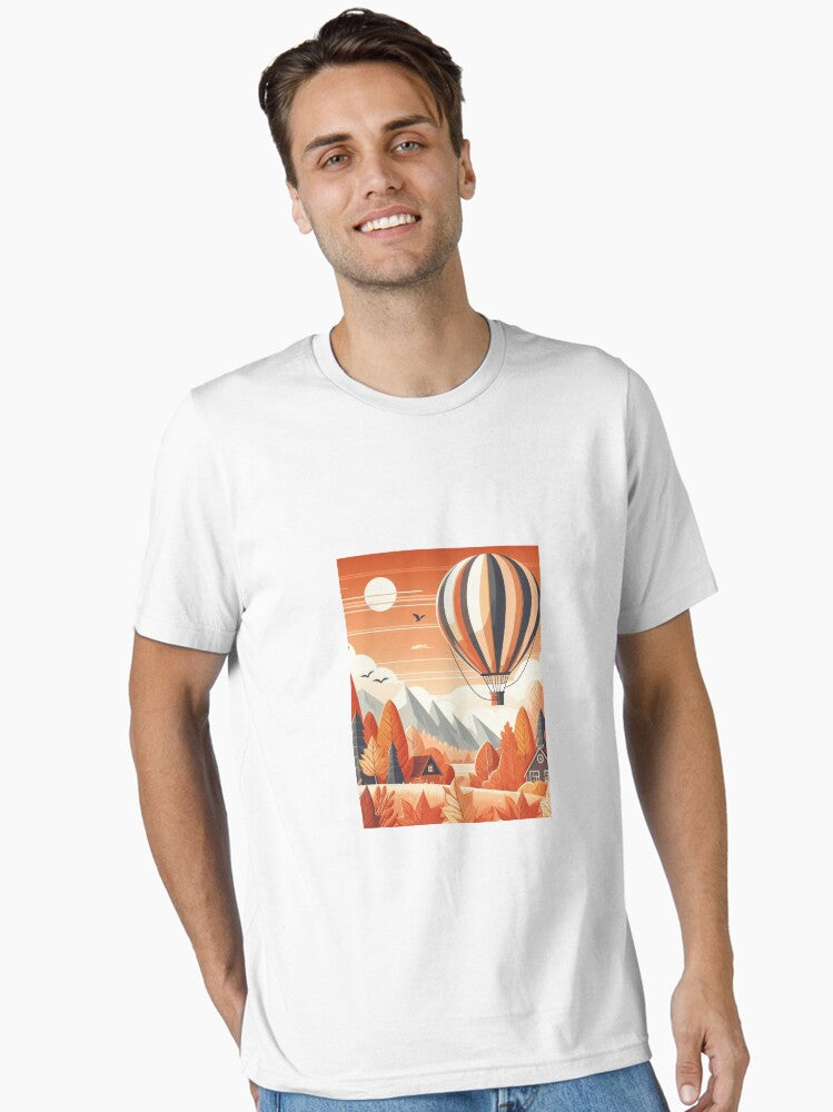 Autumn Ascent – Hot Air Balloon Over Fall Forest Essential T-Shirt