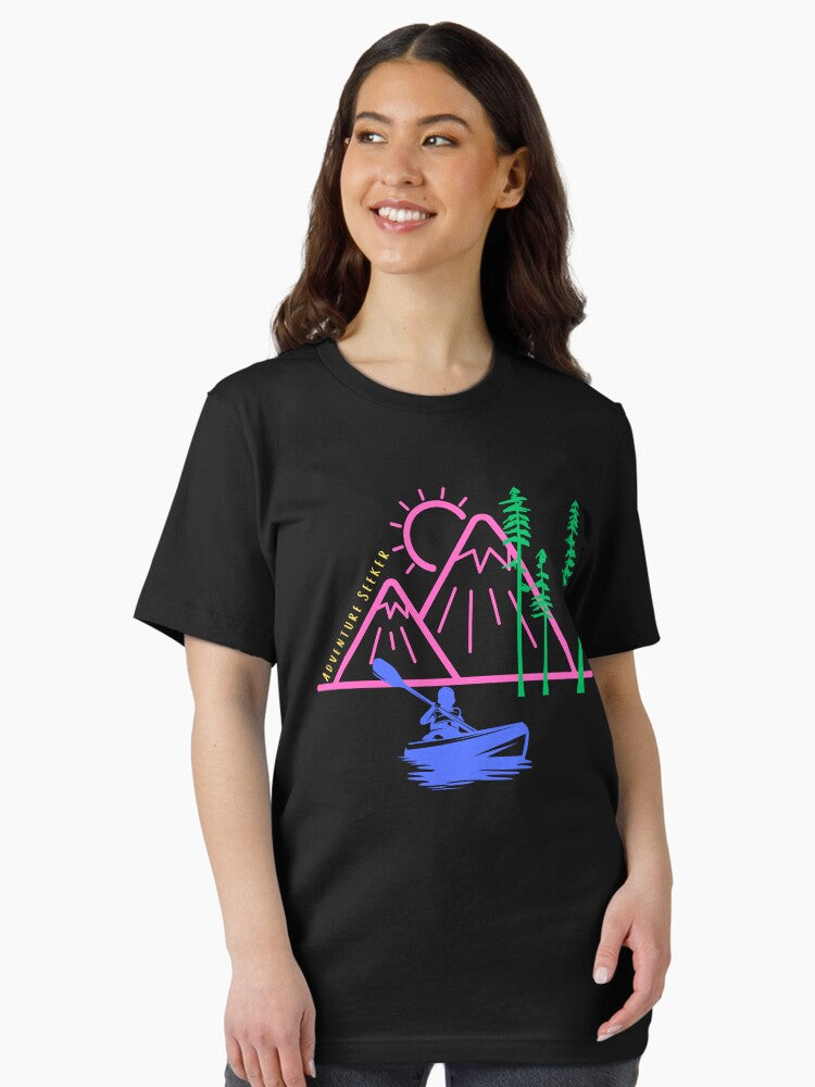 Adventure Seeker Mountain Trees Kayaking Outdoors Fun Essential T-Shirt