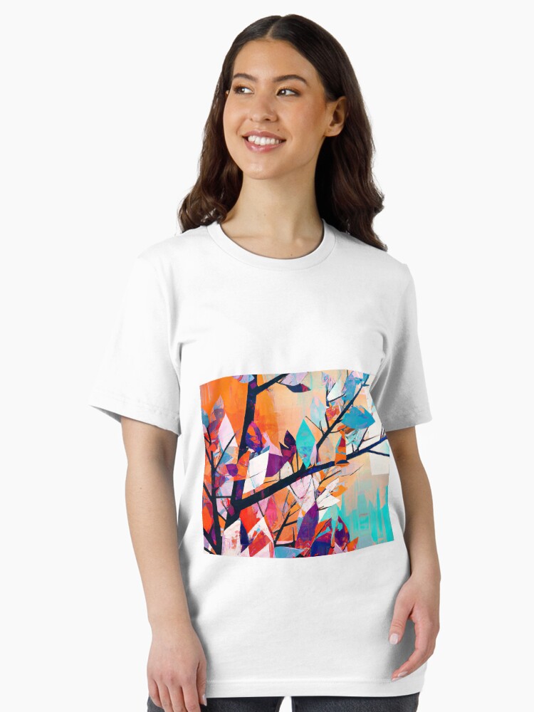 Colourful Tree with Snow - Abstract Art - Black, Orange, White and Turquoise Essential T-Shirt