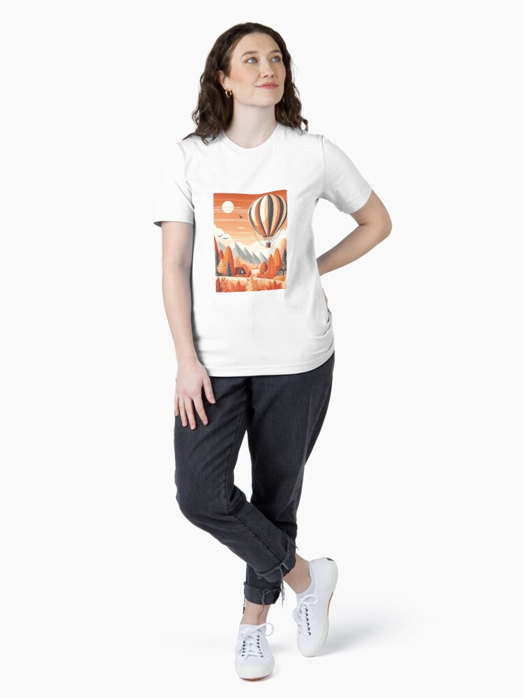 Autumn Ascent – Hot Air Balloon Over Fall Forest Essential T-Shirt