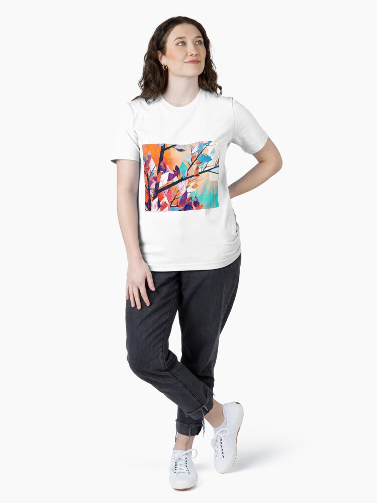 Colourful Tree with Snow - Abstract Art - Black, Orange, White and Turquoise Essential T-Shirt
