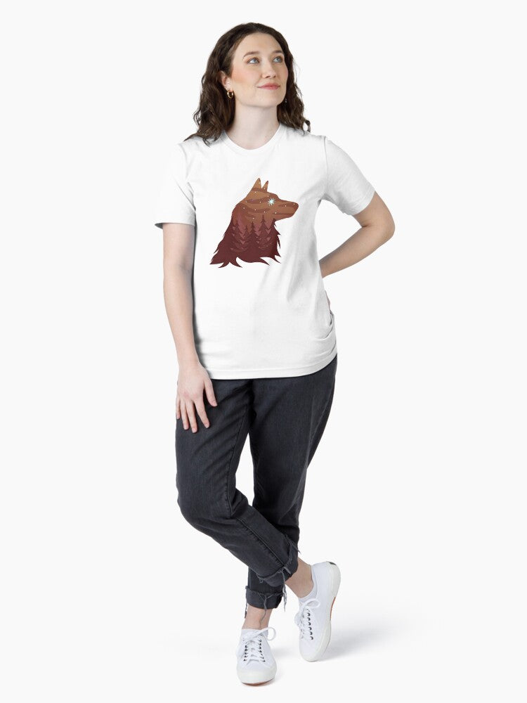 Brown wolf colorful landscape Essential T-Shirt