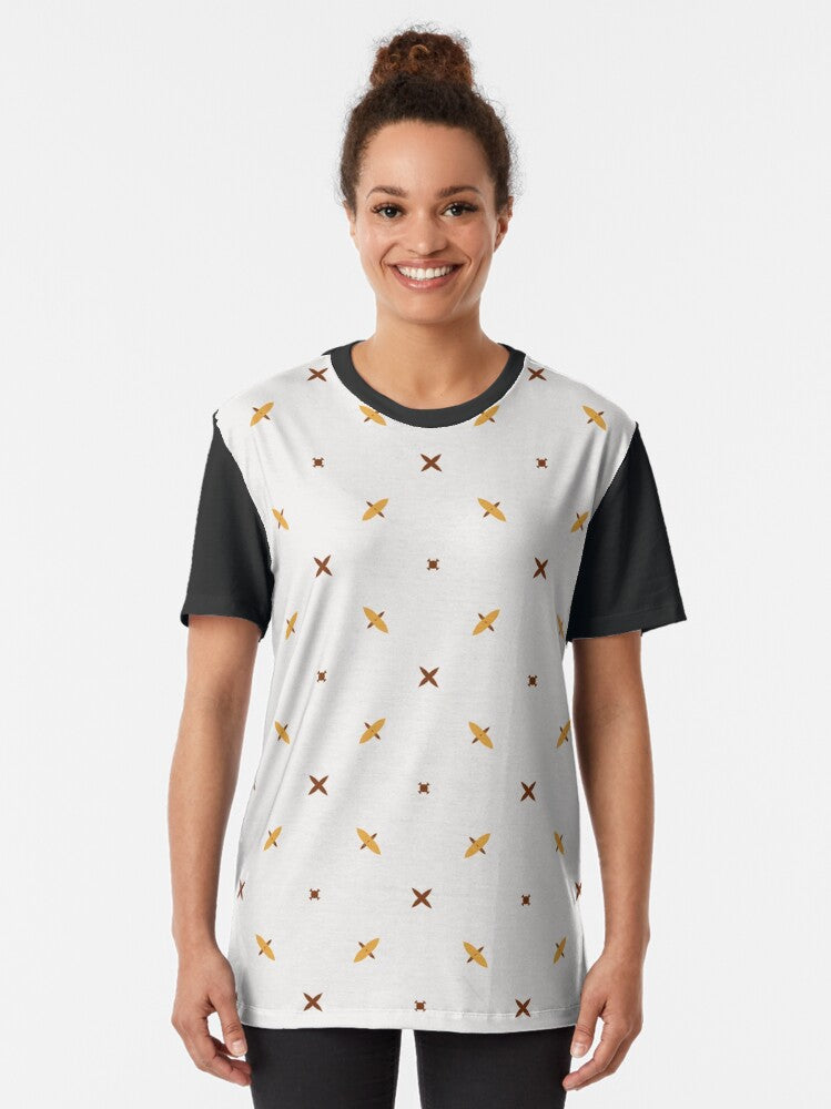 Simple Doted Golden Stars Graphic Texture Seamless Pattern Graphic T-Shirt