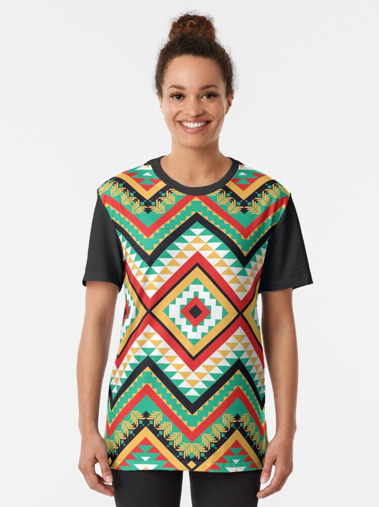 colorful ethnic geometric pattern Graphic T-Shirt Style001