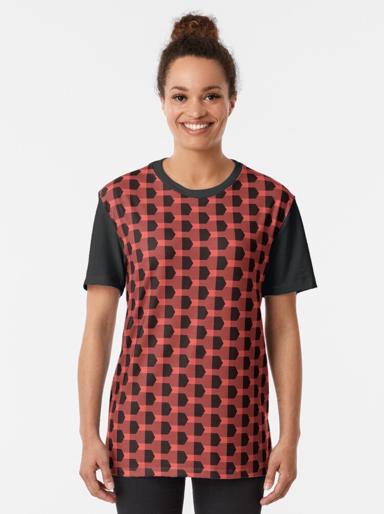 Contemporary Red Elegance - Seamless Geometric Patterns Graphic T-Shirt