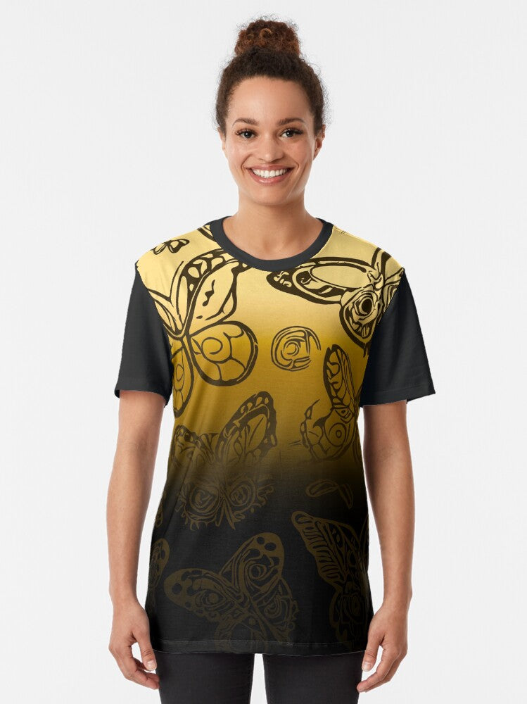 Gold butterfly Elegance Graphic T-Shirt