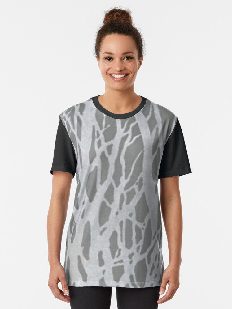 Grey Silver Tree Silhouette Graphic T-Shirt