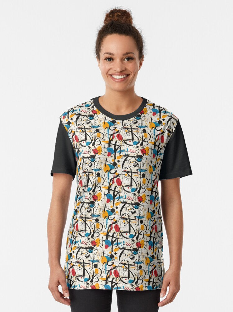 Minimalist Doodles Vibrant Colors Abstract Art Graphic T-Shirt Style004