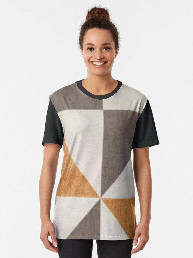 Copper, navy & pewter Mosaic geometric Graphic T-Shirt
