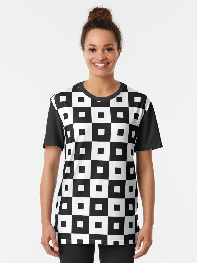 Square Pattern Graphic T-Shirt Style001