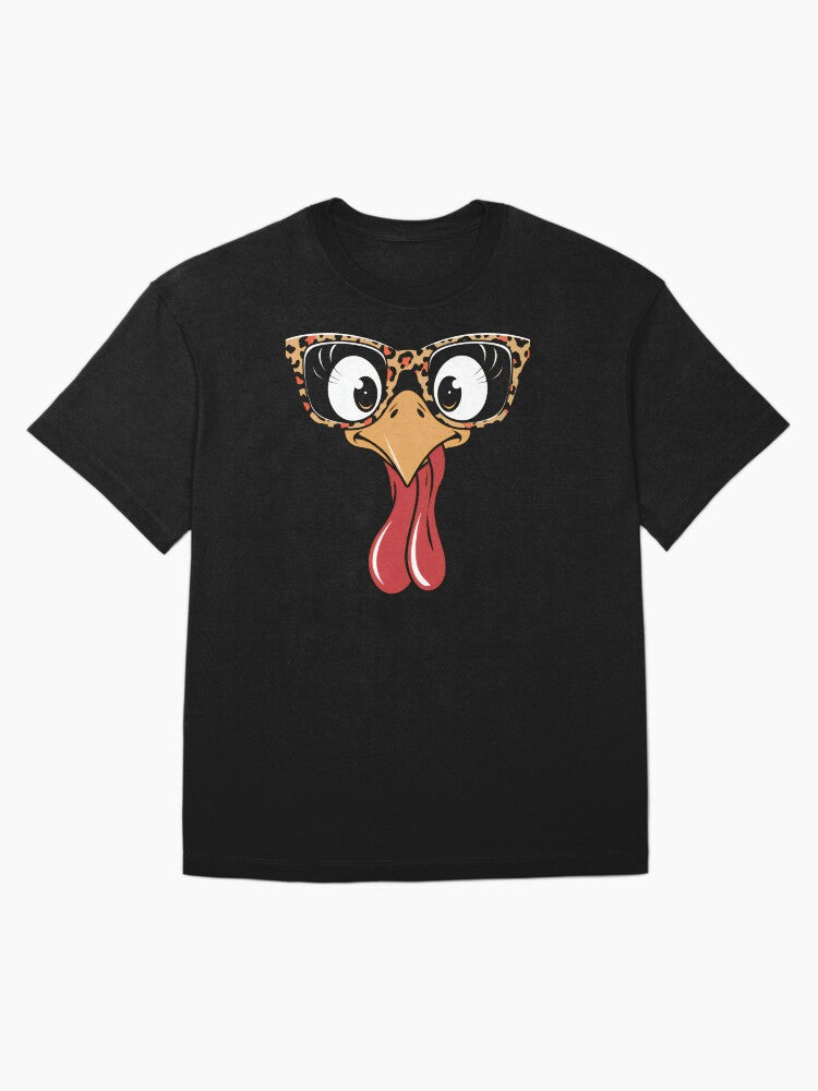 Turkey Tongue Leopard Glasses Oversized T-Shirt