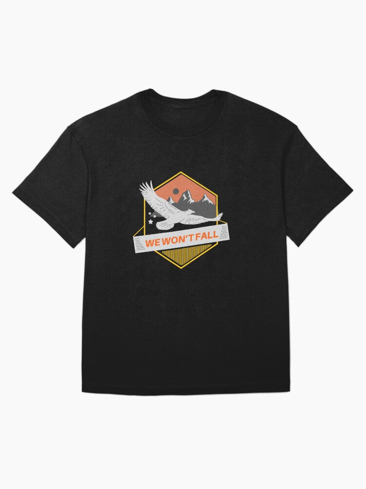 Strength and Resilience with a Majestic Eagle: We Won't Fall Design Oversized T-Shirt