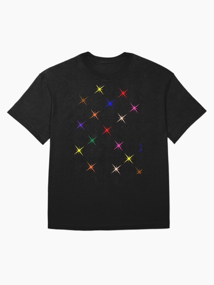 Stars and Star Sign Symbols Colorful Artistic Design Oversized T-Shirt