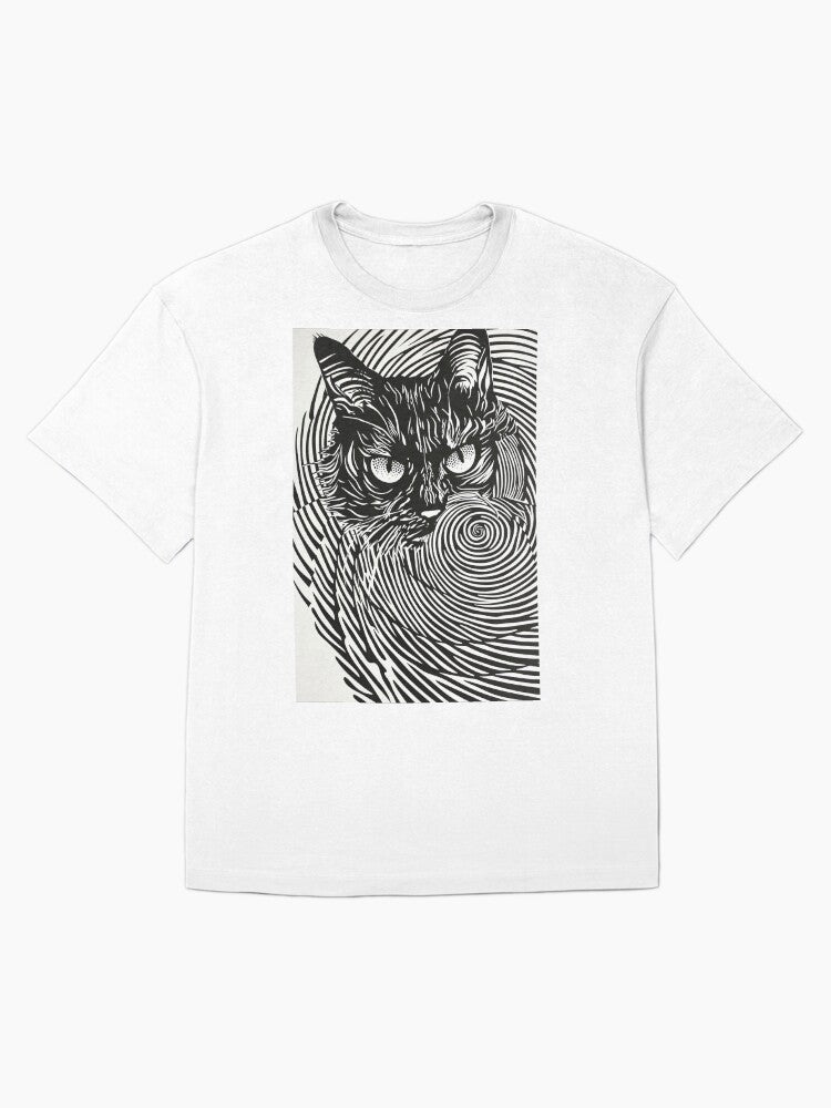 Cat in the Dark Play of the Spiral: Abstract Entanglement Oversized T-Shirt Style010