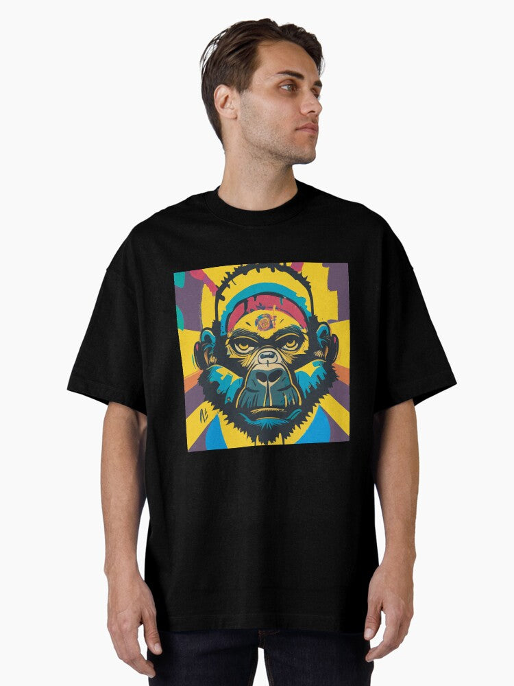 Make a Statement with Our Unique and Eye-Catching Street Art Urban Gorilla Design Oversized T-Shirt Style001