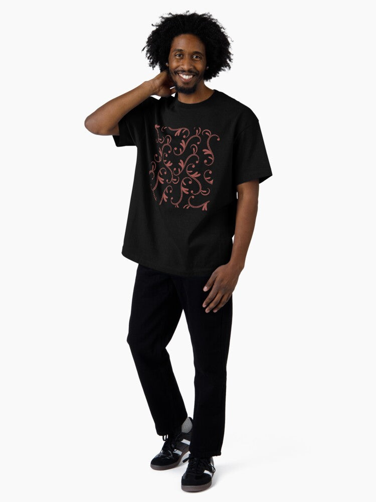 Brick Red Abstract Digital Art Pattern Oversized T-Shirt
