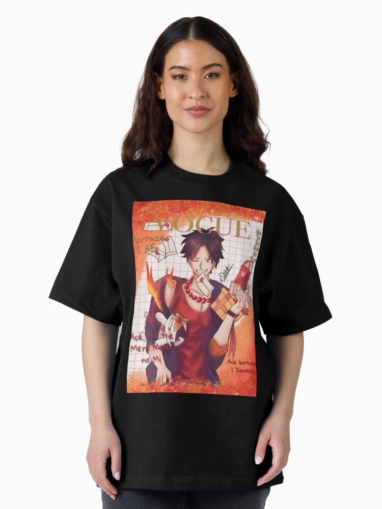 a drawing of portgas d ace Oversized T-Shirt