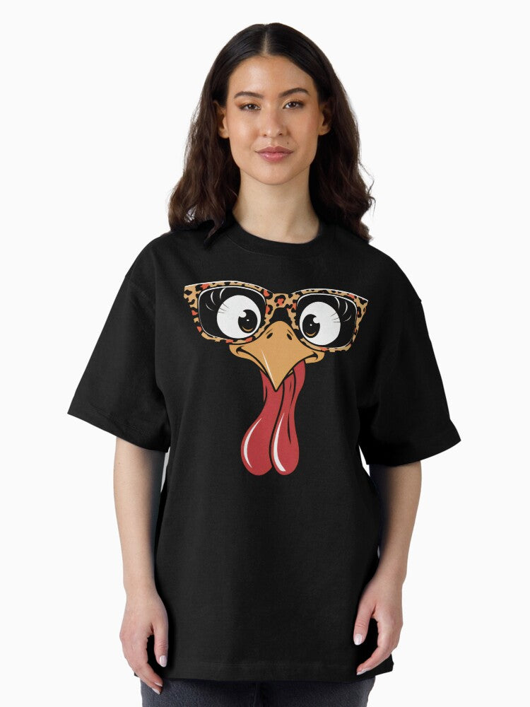 Turkey Tongue Leopard Glasses Oversized T-Shirt