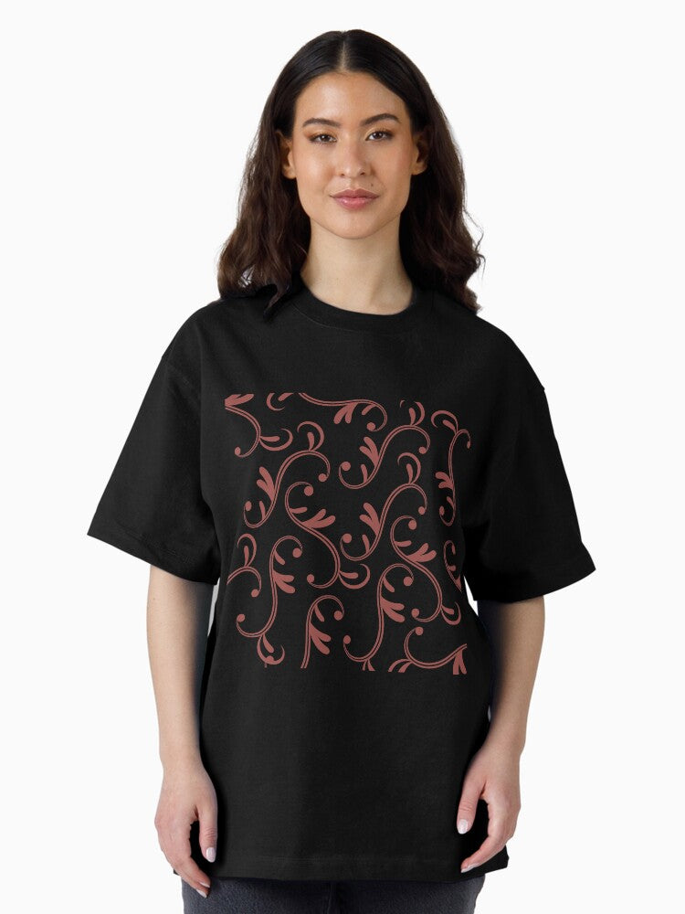 Brick Red Abstract Digital Art Pattern Oversized T-Shirt