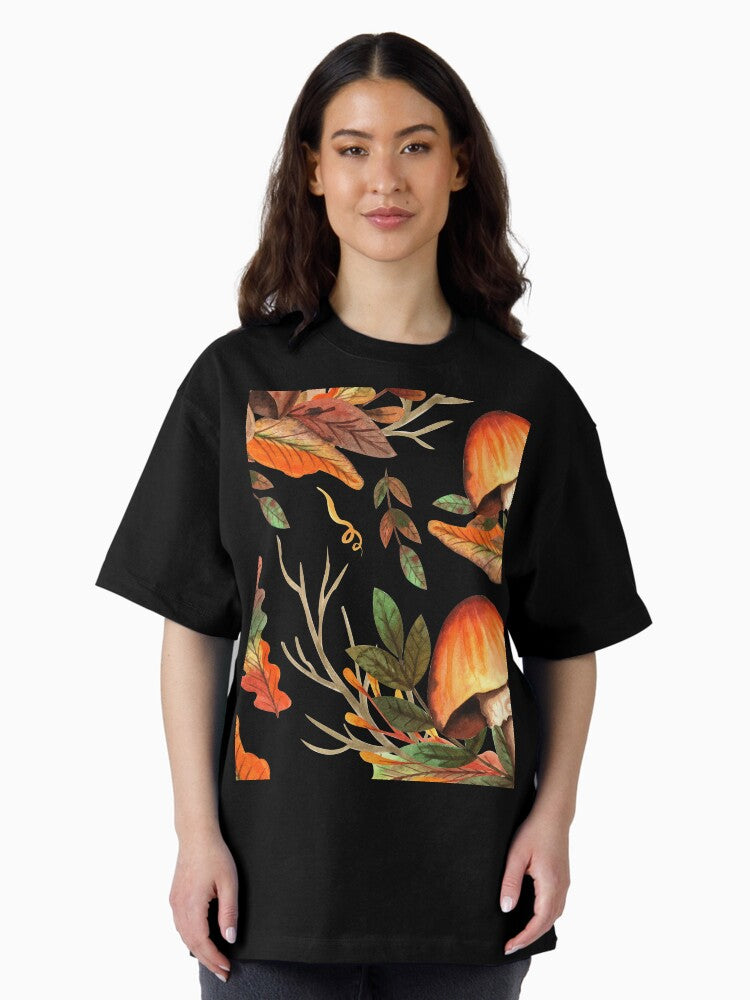 Hello autumn mushroom pattern Oversized T-Shirt