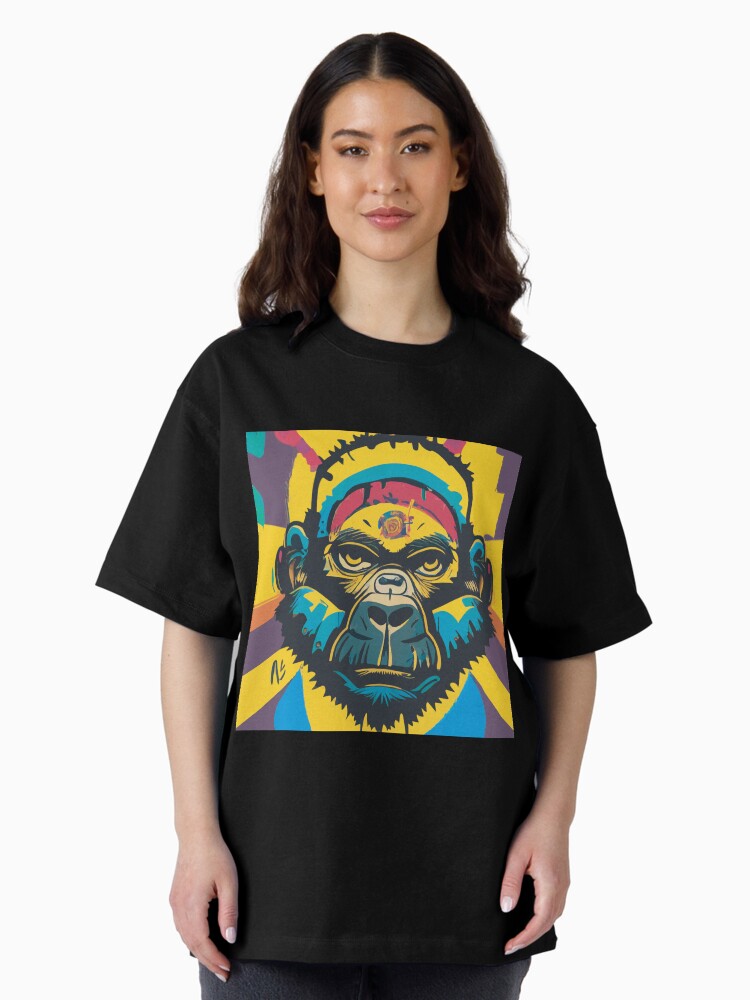 Make a Statement with Our Unique and Eye-Catching Street Art Urban Gorilla Design Oversized T-Shirt Style001